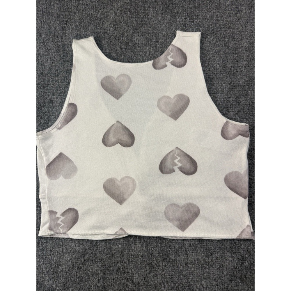 Gilly Hicks XS Reversible Heart Print Twist Front Crop Tank Lounge Sleep Top